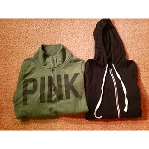 2 for 1 hoodies! Pink VS 1/4 zip up,black hoodie